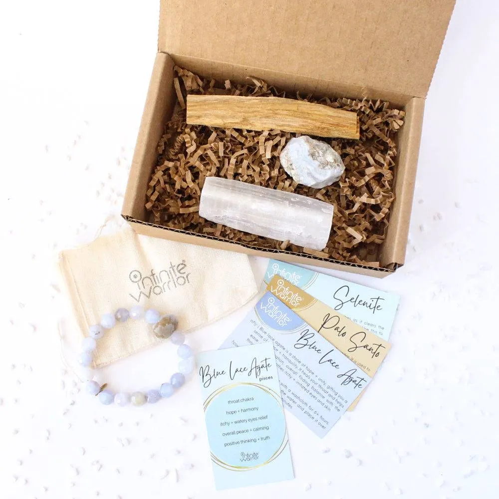 Allergy Relief Crystal Kit | Blue Lace Agate   Selenite   Palo Santo