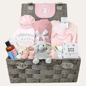 Baby Girl Gifts Hamper Delightful Dusty Pinks & Elephant Snuggles