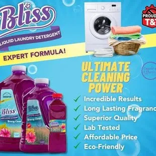 Bliss Liquid Laundry Detergent (Breezy Clean) - It cleans and brightens with the strength to remove dirt and tough odors, leaving a wonderful Breezy Clean fragrance - 76950318922