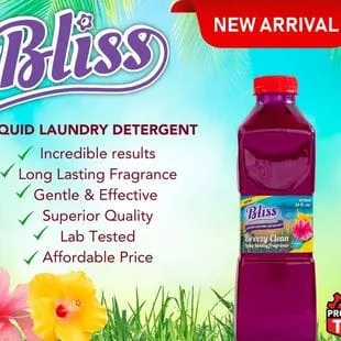 Bliss Liquid Laundry Detergent (Breezy Clean) - It cleans and brightens with the strength to remove dirt and tough odors, leaving a wonderful Breezy Clean fragrance - 76950318922