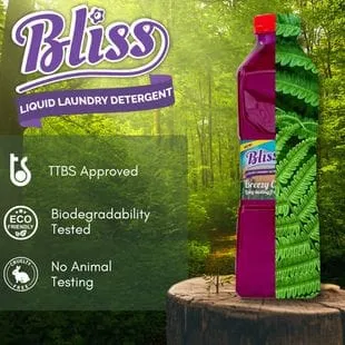 Bliss Liquid Laundry Detergent (Breezy Clean) - It cleans and brightens with the strength to remove dirt and tough odors, leaving a wonderful Breezy Clean fragrance - 76950318922