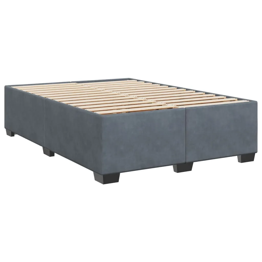 Box Spring Bed with Mattress Dark Grey 140x200 cm Velvet