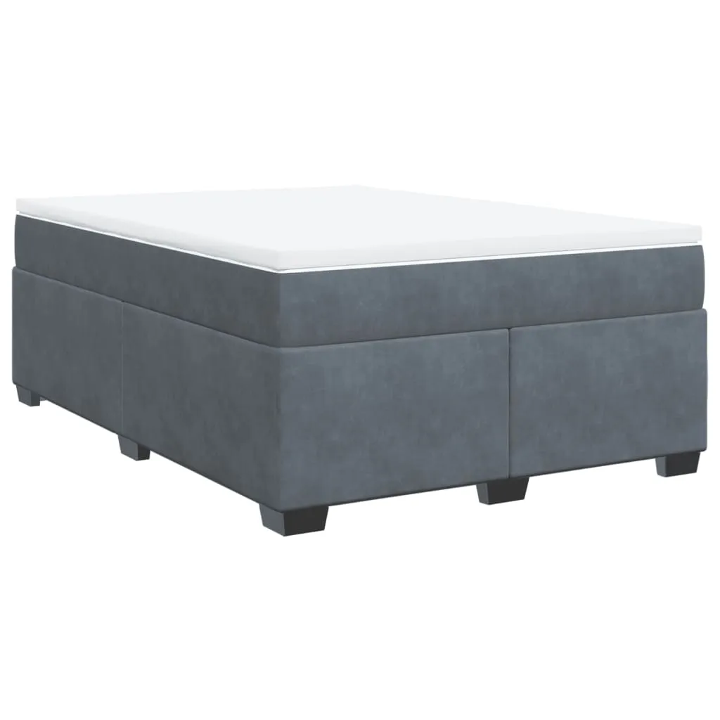 Box Spring Bed with Mattress Dark Grey 140x200 cm Velvet