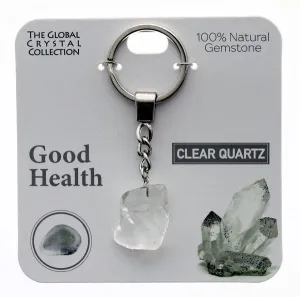 Clear Quartz- Natural Gemstone Keyring - 'Good Health'