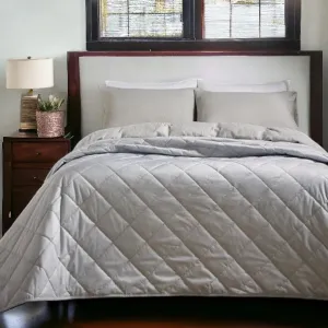 Dove Grey Velvet Quilted Bedspread