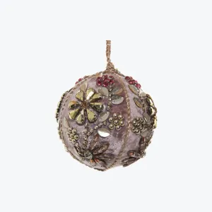 Floral Embroidered Ball Ornament