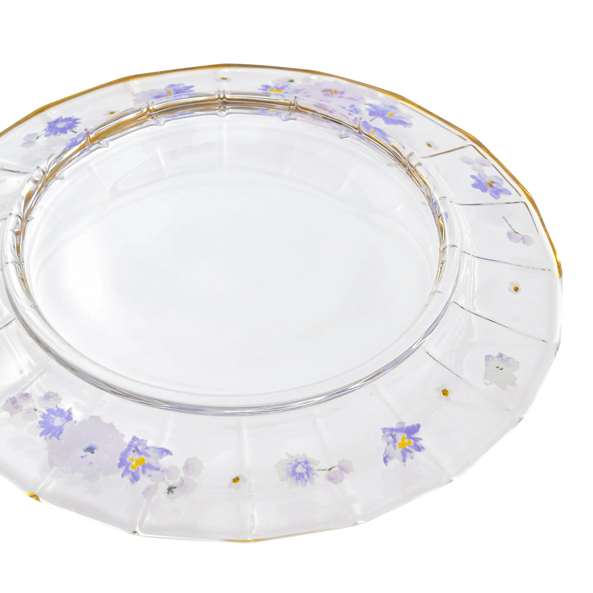 Flower Frill Glass Plate Purple