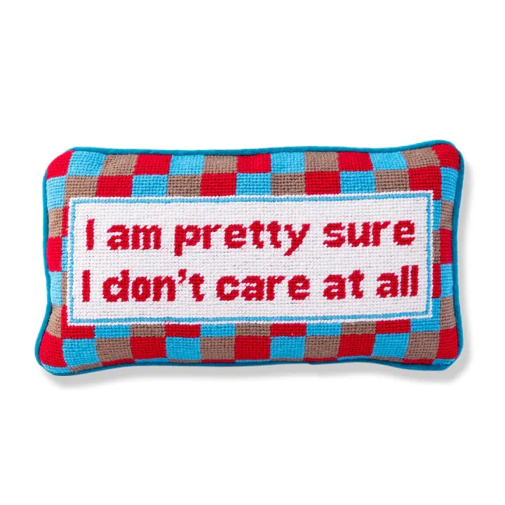 Furbish "Don't Care" Needlepoint Pillow