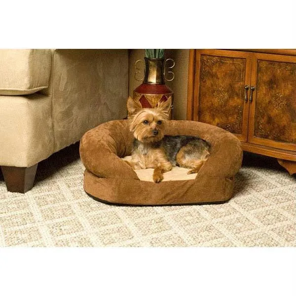 K&h Pet Products Ortho Bolster Sleeper Pet Bed Medium Brown Velvet 30" X 25" X 9"