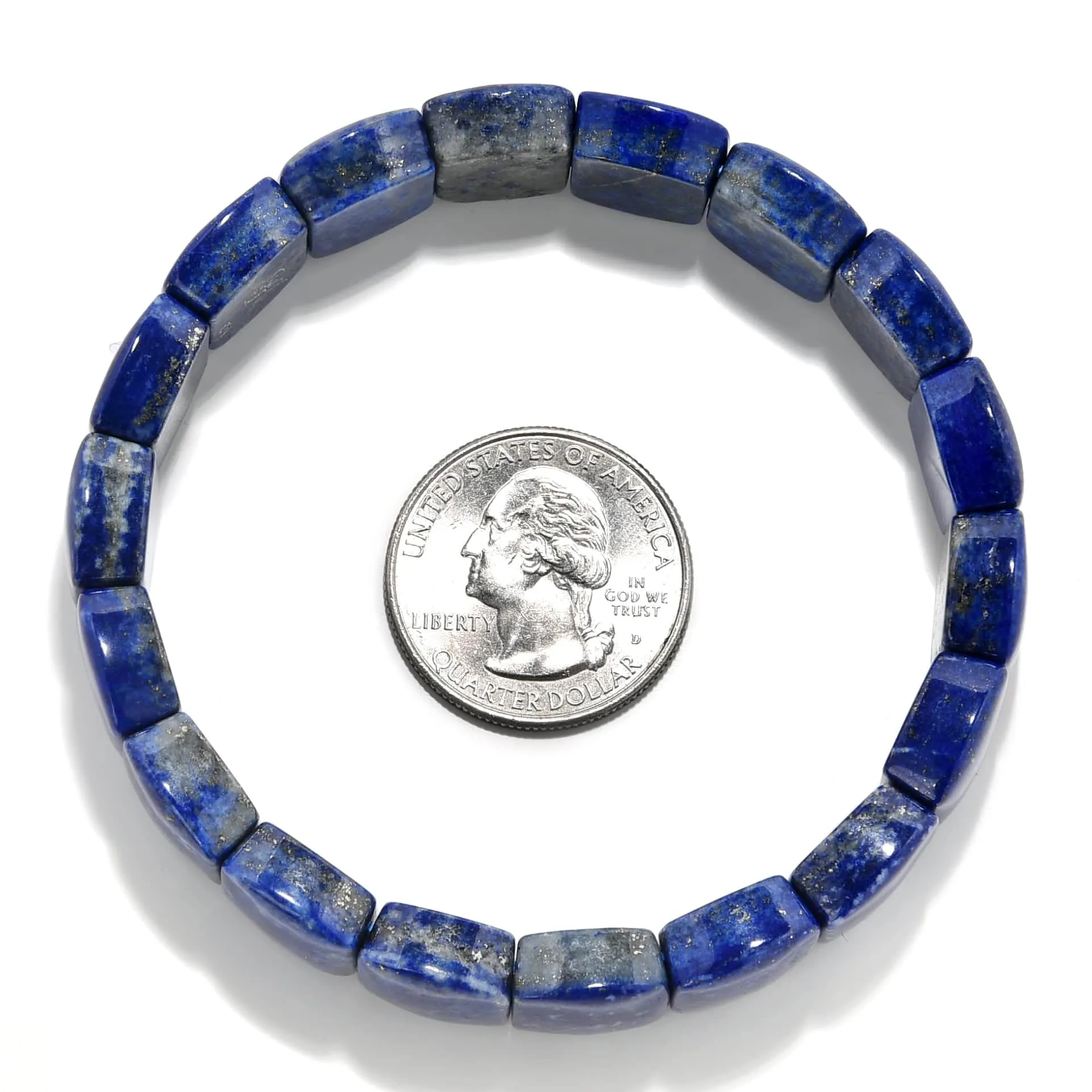 Lapis 15mm Gemstone Elastic Bracelet