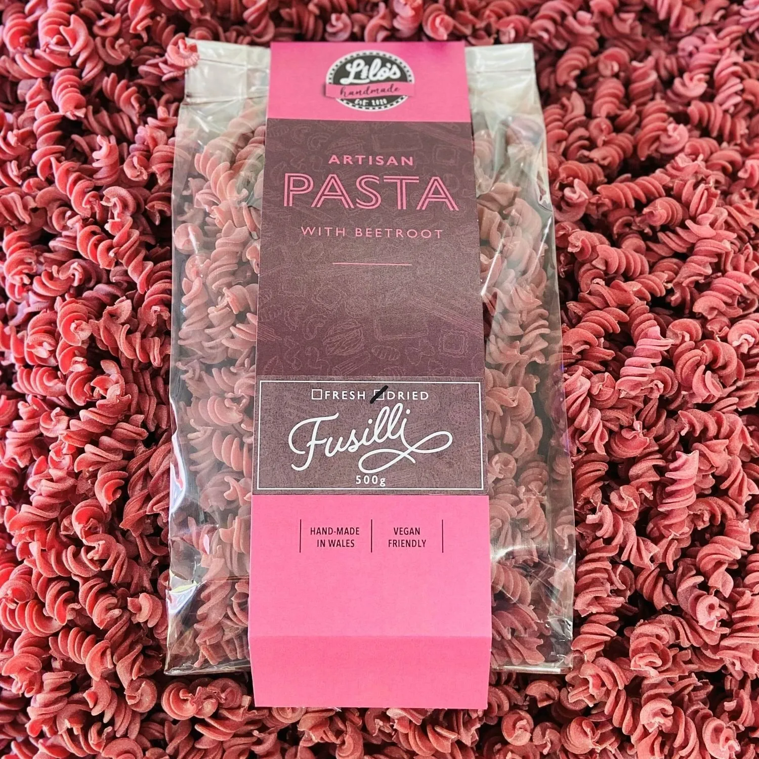 Lilo's 500g Handmade Beetroot Pasta (Pasta Shape Can Vary)