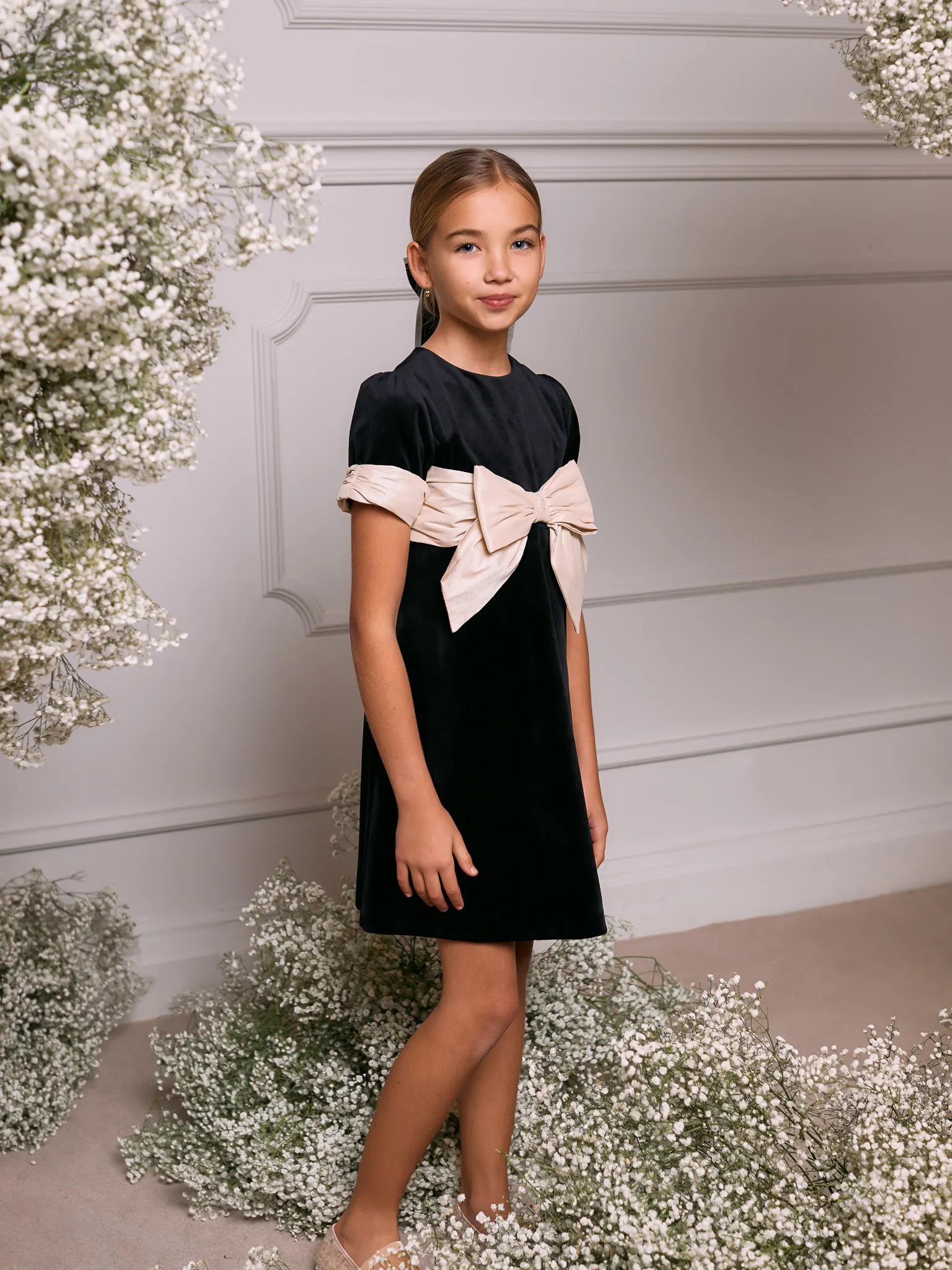 Patachou Black Velvet Bow Dress