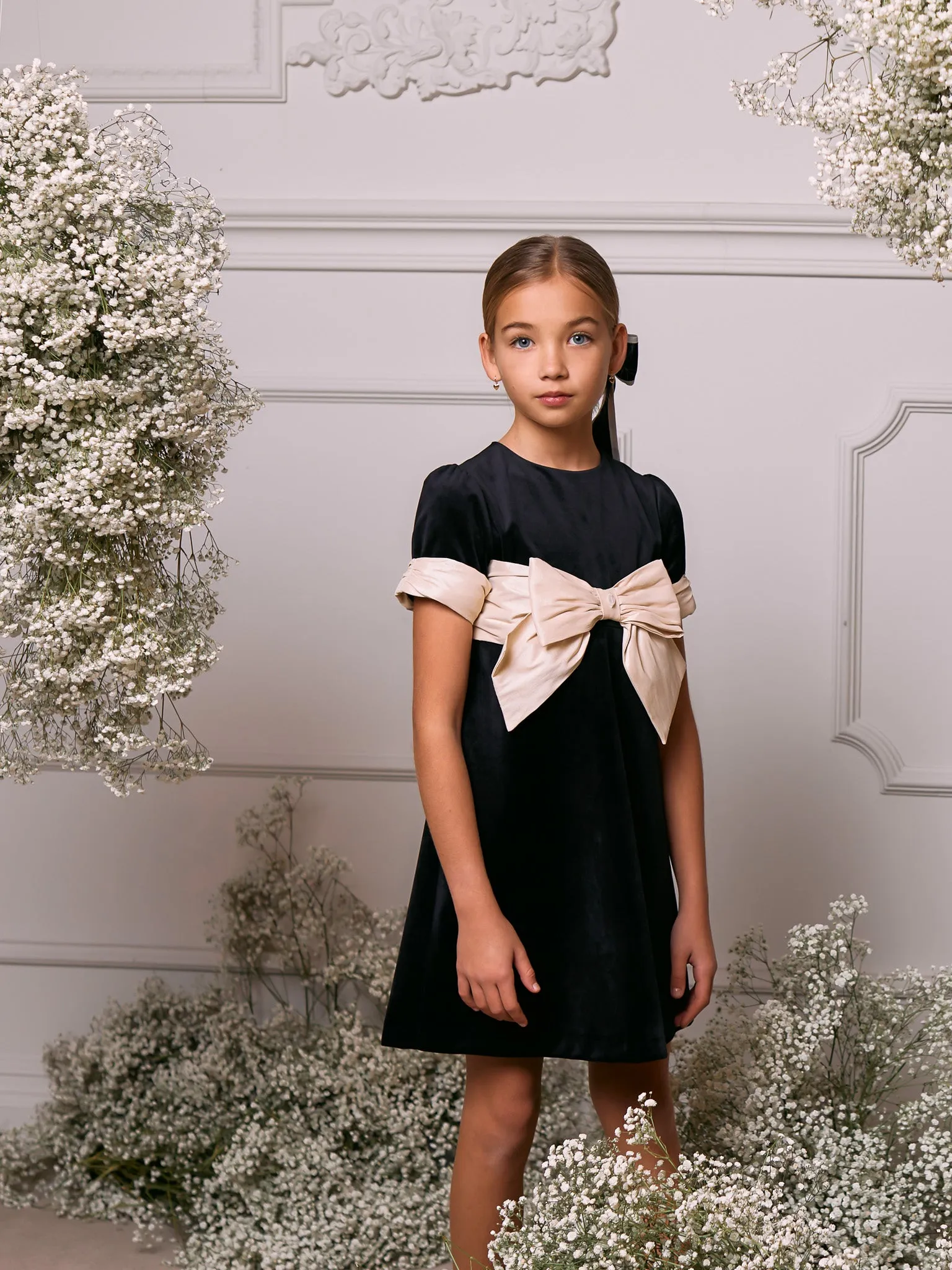 Patachou Black Velvet Bow Dress