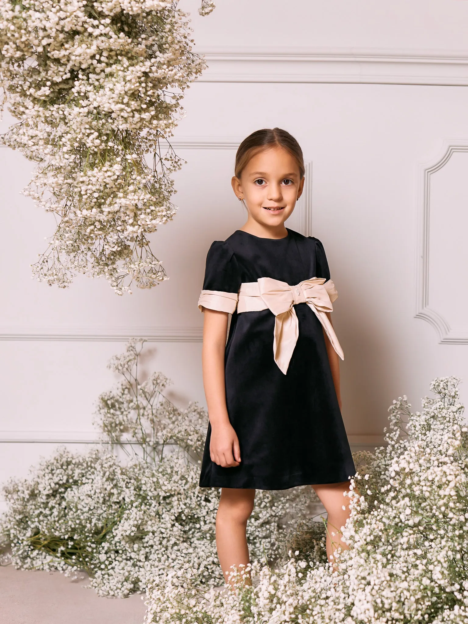 Patachou Black Velvet Bow Dress