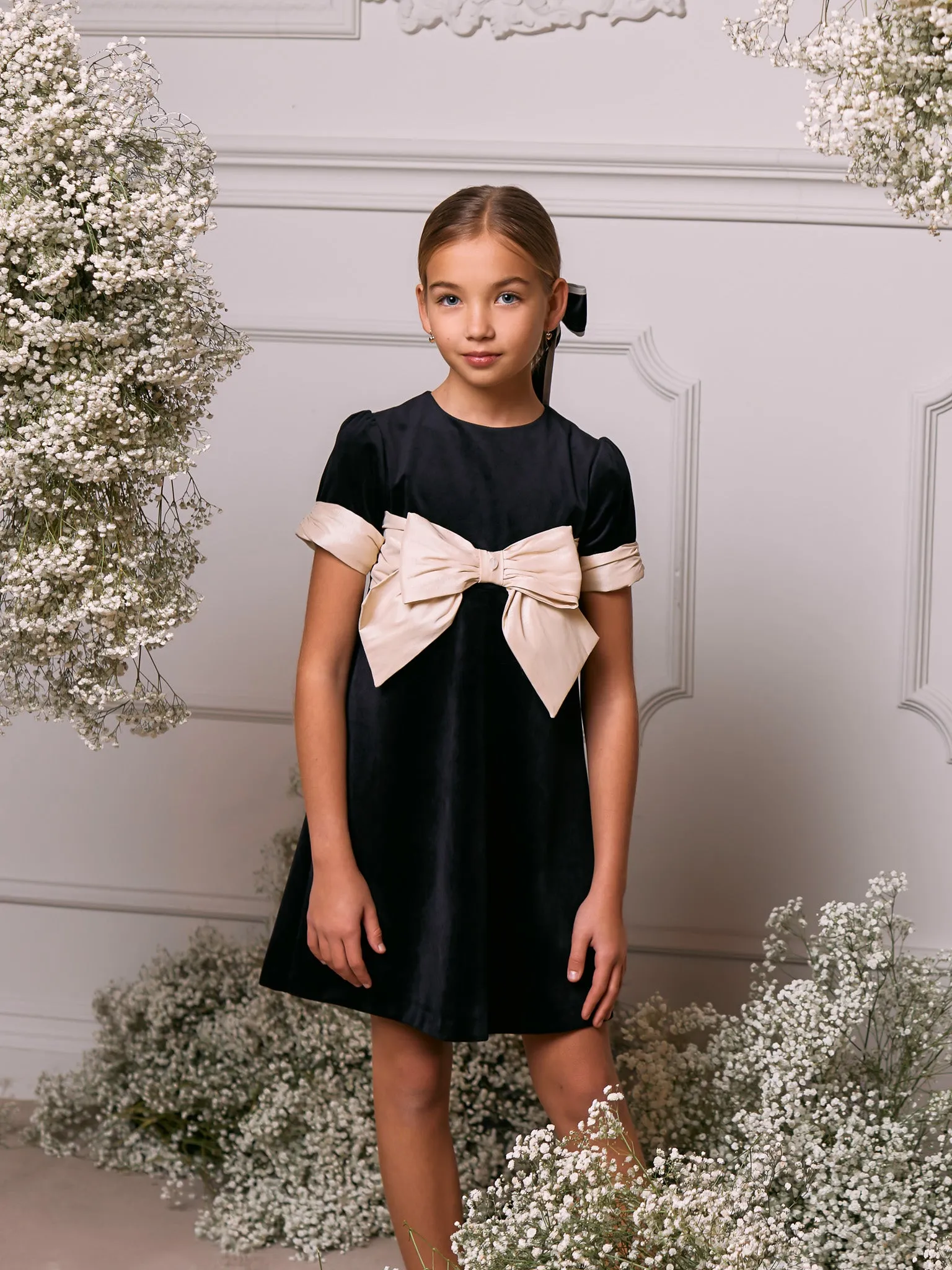 Patachou Black Velvet Bow Dress