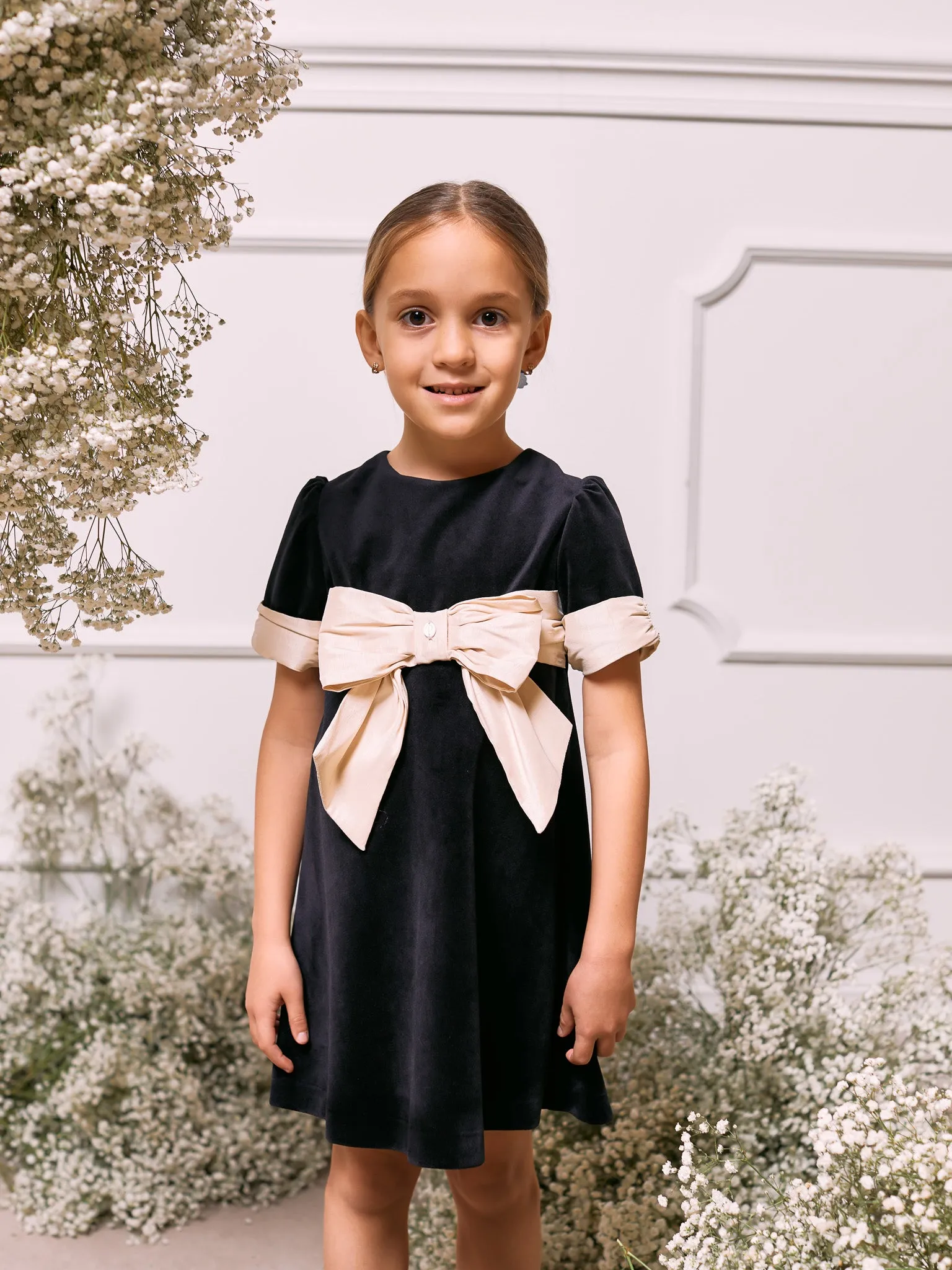 Patachou Black Velvet Bow Dress