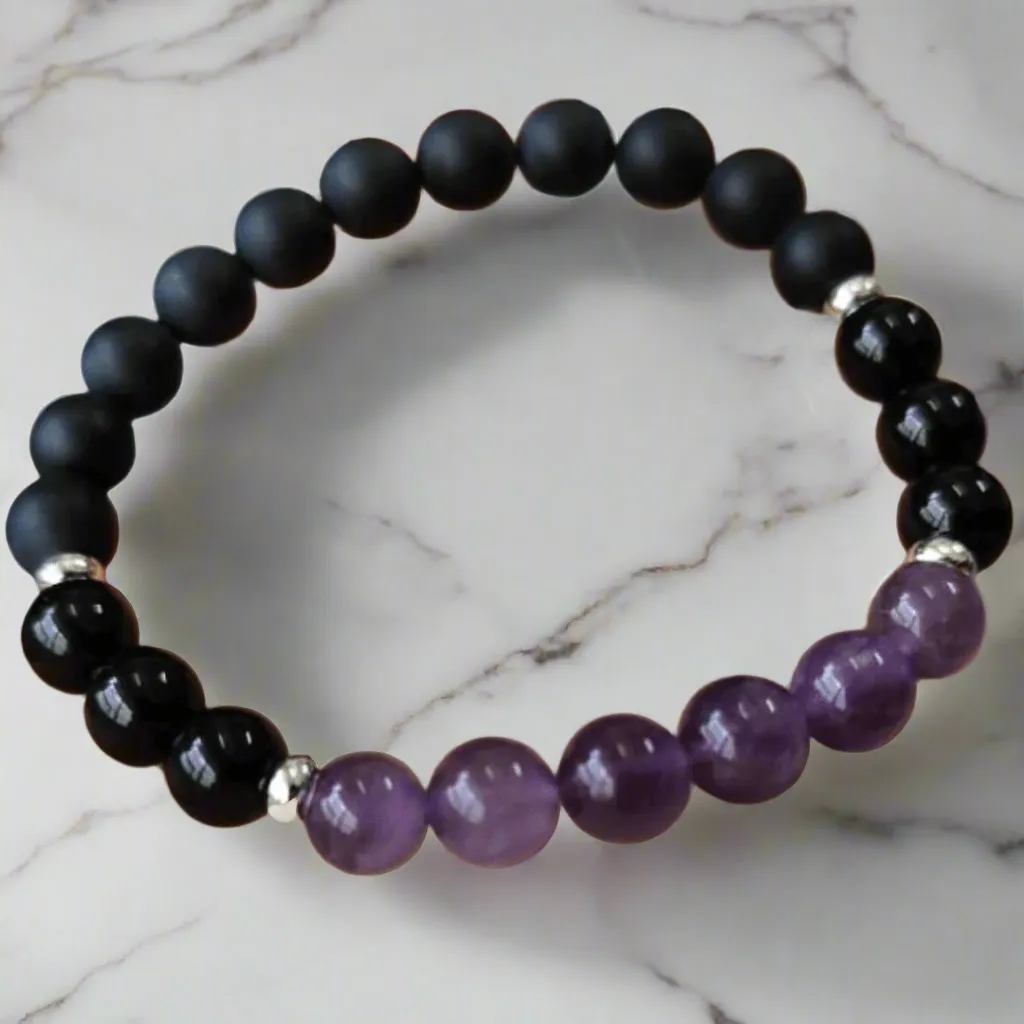 Peace of Mind Amethyst Beaded Bracelet – Stress Relief and Mental Health Support