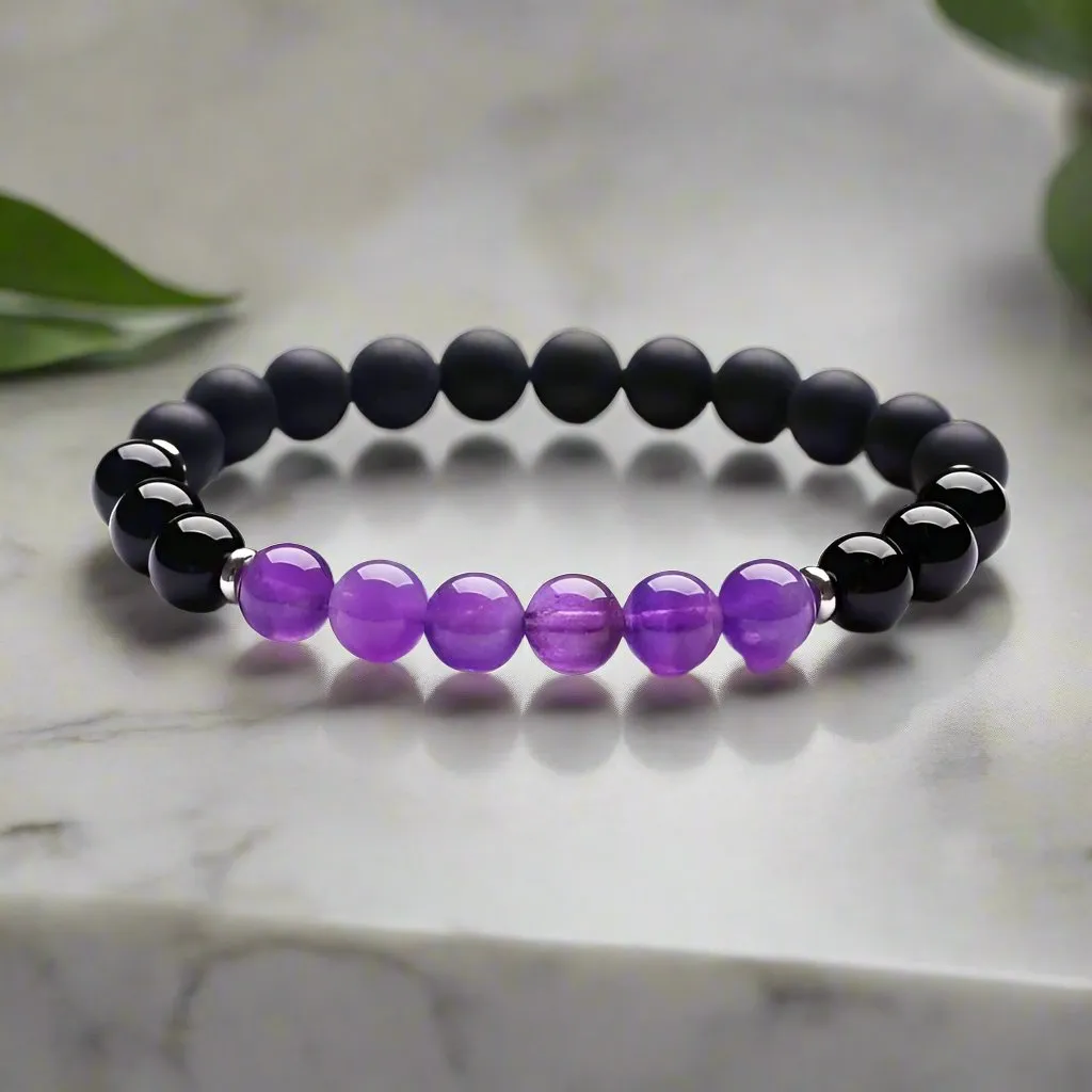 Peace of Mind Amethyst Beaded Bracelet – Stress Relief and Mental Health Support