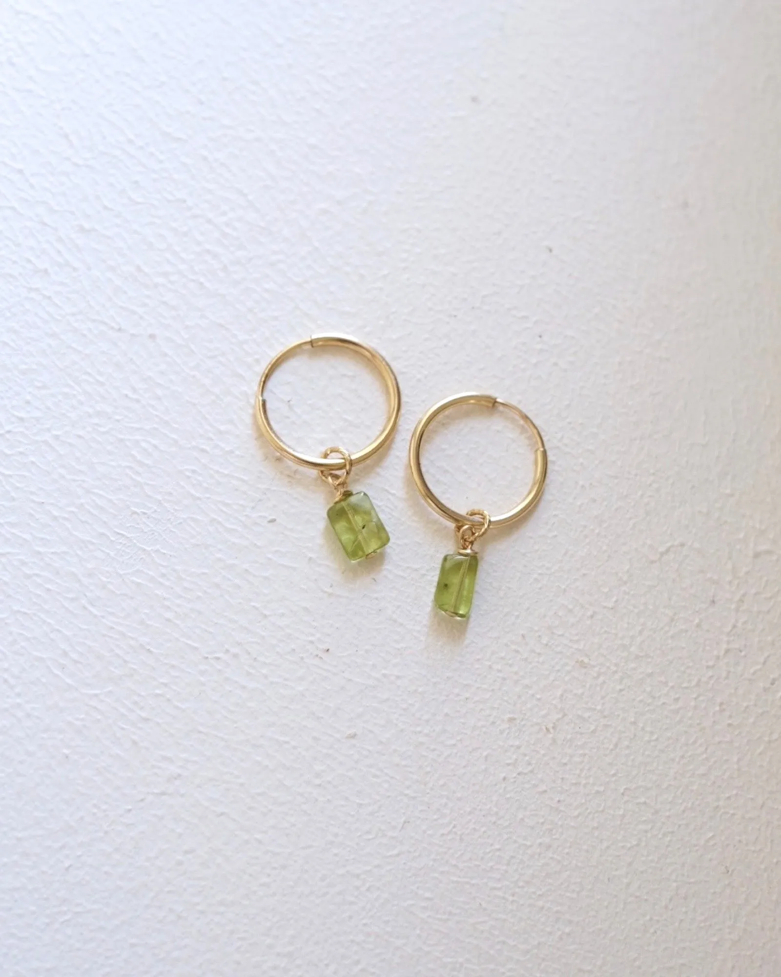 Peridot Square Mini Infinity Hoops