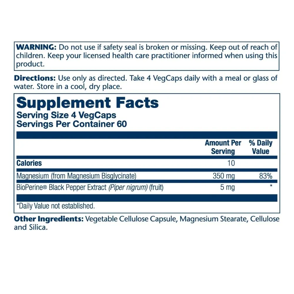 SOL Magnesium Glycinate 350mg 240 VegCaps