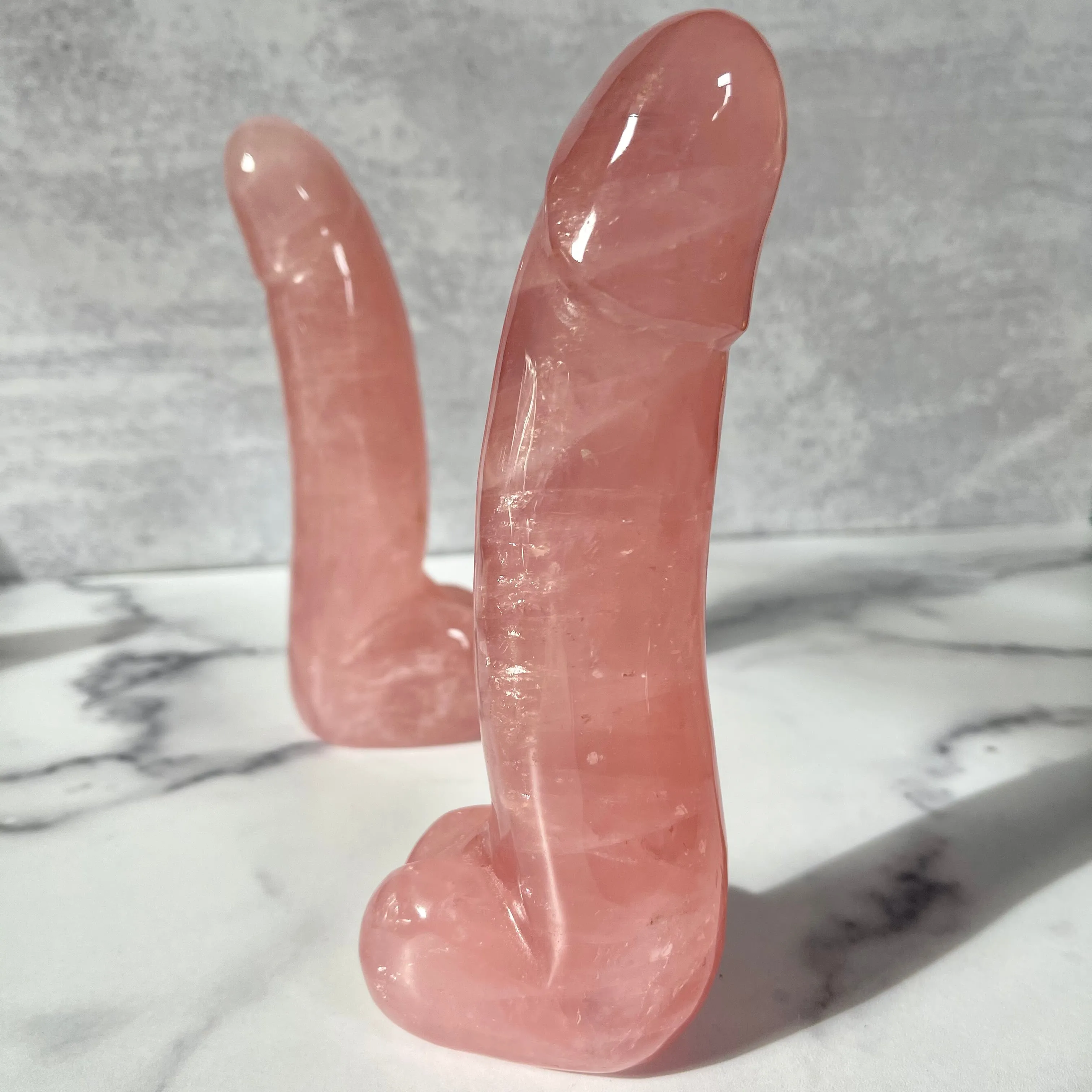 XL Rose Quartz Phallus 7 Inch