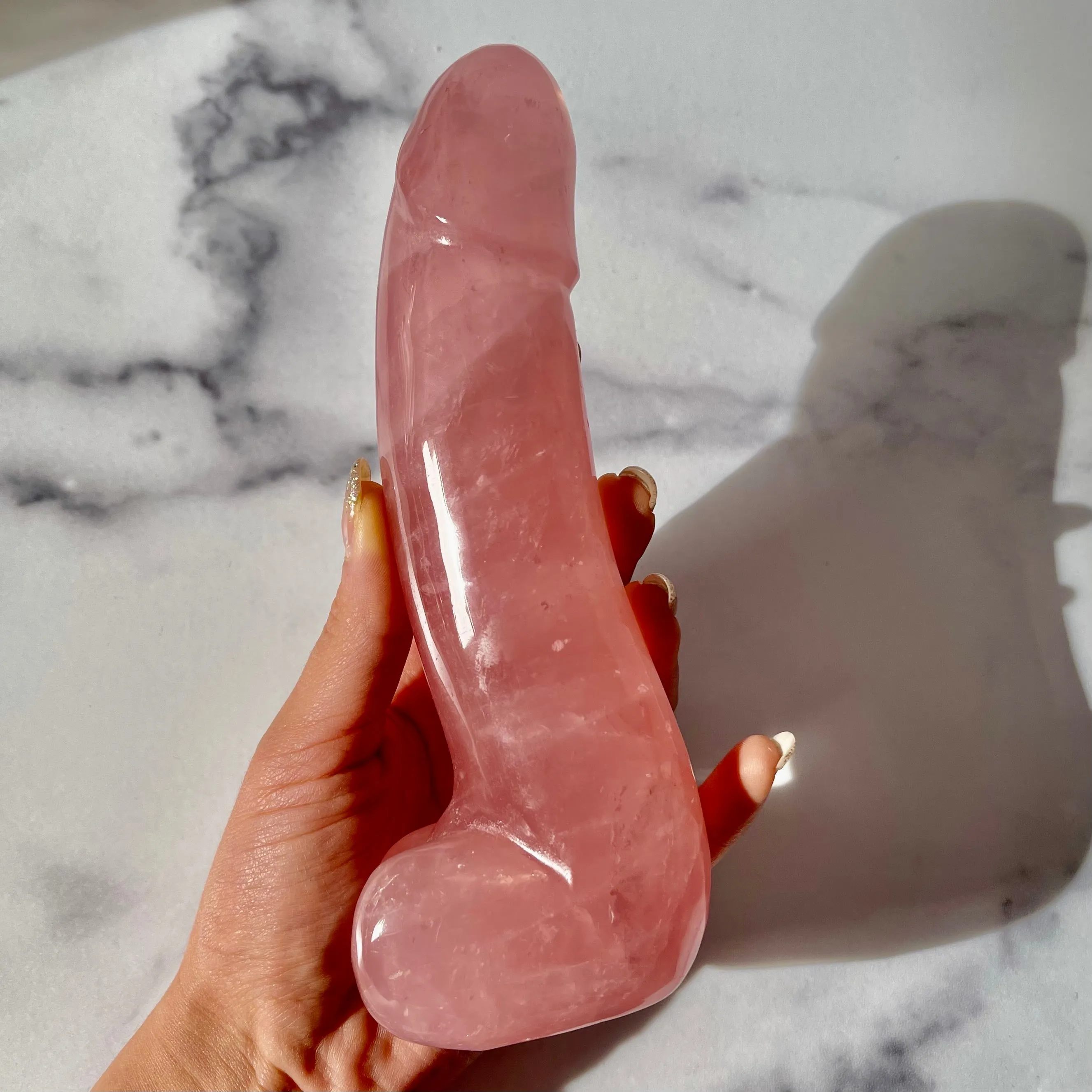 XL Rose Quartz Phallus 7 Inch